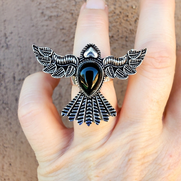New Black Onyx 925 Silver Mystic Ring. - Picture 8 of 11